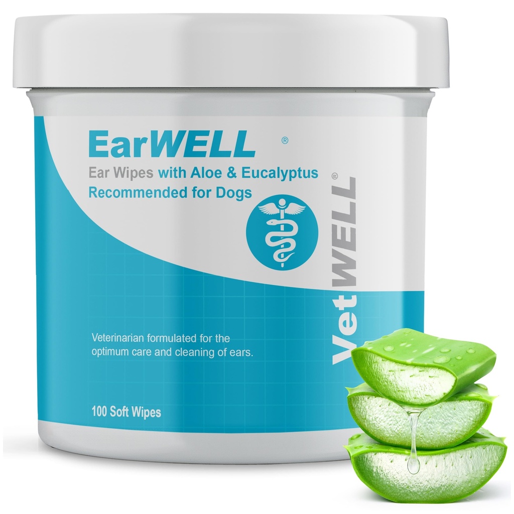 EarWELL by VetWELL Hondenoordoekjes - Otic Cleaning Wipes for Infections and Controlling Oor Odor in Dieren - 100 Tel.