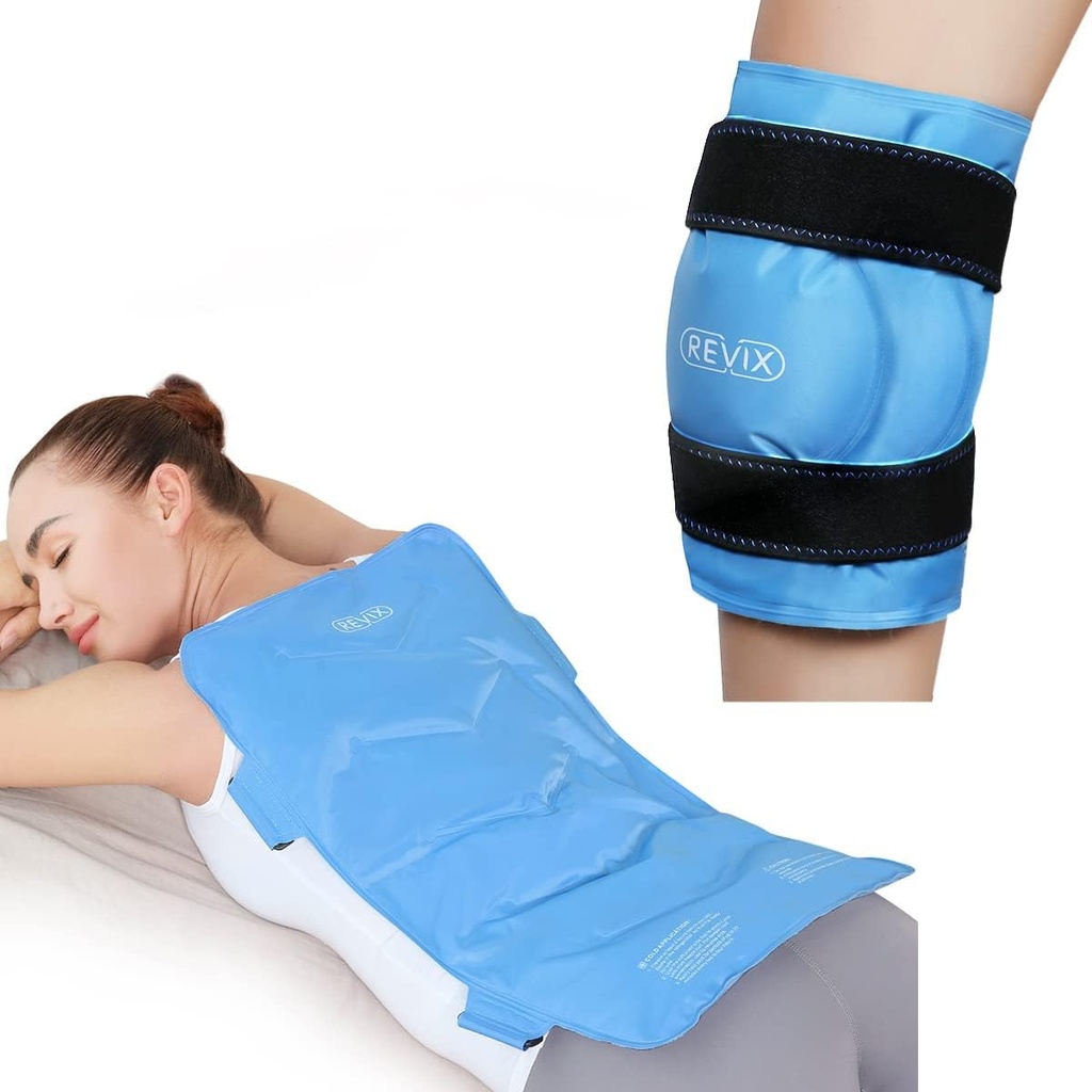REVIX Full Back Ice Pack for Injuries Herbruikbaar Large Gel Ice Wrap for Back Pain Relief and XL Knee Ice Pack Wrap Around Gehele knie Na Chirurgie