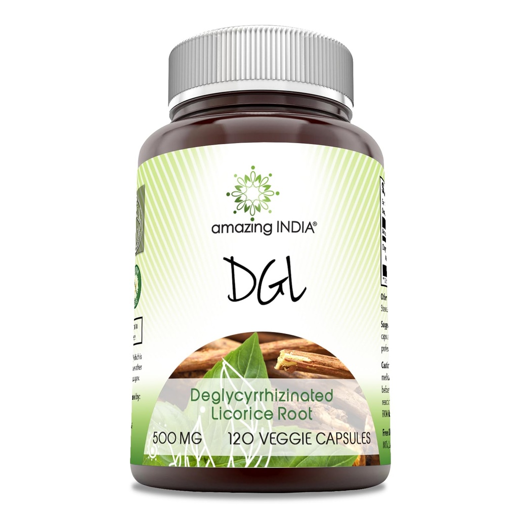Verbazingwekkend India DGL 500 mg 120 Veggie Capsules Supplement