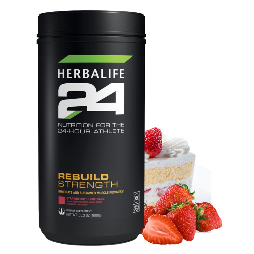 HERBALIFE24 Herbouw kracht: Aardbei Shortcake (1000 G), Voeding voor de 24-uurs atleet, Rebuild Lean Muscle, Ondersteuning Immune Functie, Natuurlijke smaak, Geen kunstmatige zoetstof