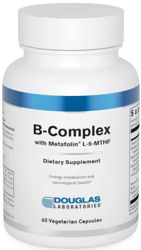 Douglas Laboratories B-complex met Metafolin - Comprehensive B Vitamine Supplement - Energy & Brain Health Support* - With Folaat, Biotin & Thiamine - Non-GMO - 60 Vegetarische Capsules