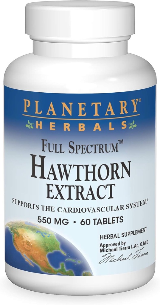 Planetaire kruiden Full Spectrum Hawthorn Extract 550 mg Tabs, 60 st.