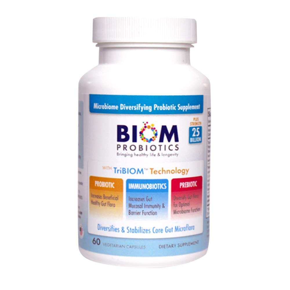 Biom Probiotica 3-in-1 Formule (Koud Verzonden) met- 25 miljard Flora Probiotica, Prebiotica en Immunobiotica voor betere Immune Ondersteuning - Diversifieert Gut Microflora en Microbiome - voor mannen & vrouwen