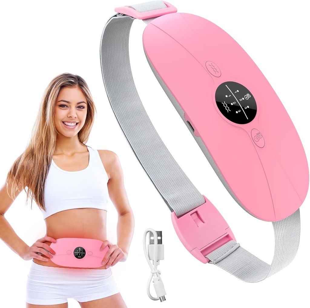 Verwarmingskussen voor periode Krampen, 3 warmteniveaus en 3 massagemodi, draagbare verwarmingskussen voor Menstruele Krampen Relief, elektrische warmtegordel Gifts voor haar, Cordless Terug Belly Verwarmde riem voor vrouwen en meisje