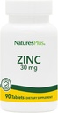 NaturesPlus Zinktabletten - 30 mg, 90 Vegetarische tabletten - Immuunsysteemsupplement voor Cellular Growth & Repair - bevordert gezonde spijsvertering, stofwisseling en zicht - Glutenvrij - 90 porties