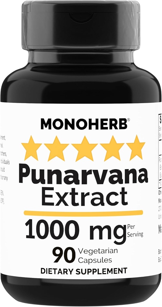 MONOHERB Punarvana 1000 mg - 90 Capsules végétariennes - Supplément de Punarnava ayurvédique - Boerhavia Diffusa