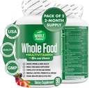 Whole Food Multivitamine voor mannen en vrouwen Complete Daily Superfood Vitamins Plus Mineralen Digestieve enzymen, Probiotica en Omega's. Multivitamine op basis van planten, niet genetisch gemodificeerd (2)