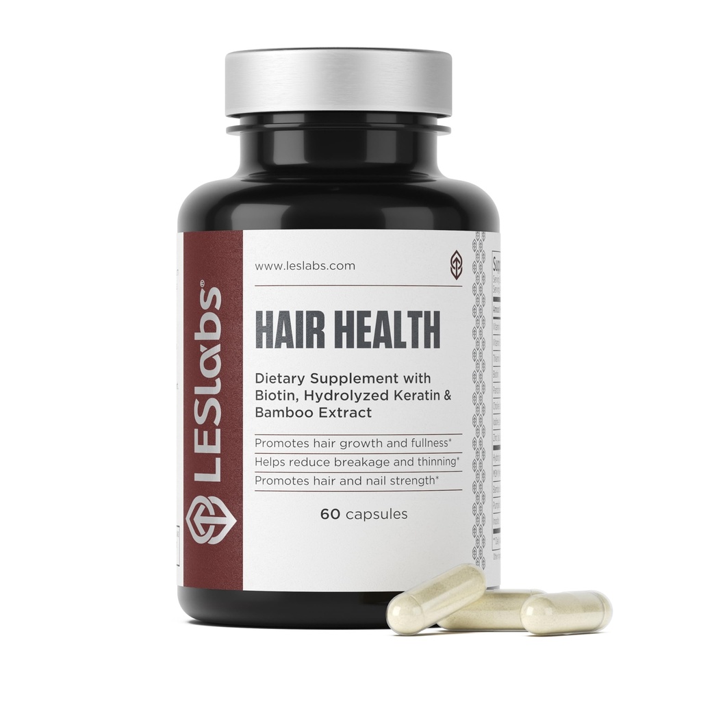LES Labs Santé des cheveux – Supplément de croissance des cheveux et des ongles, Amélioration de l'épaisseur, de la force et de la plénitude – Keratine, Biotine, Graines de citrouille et MSM – 60 capsules