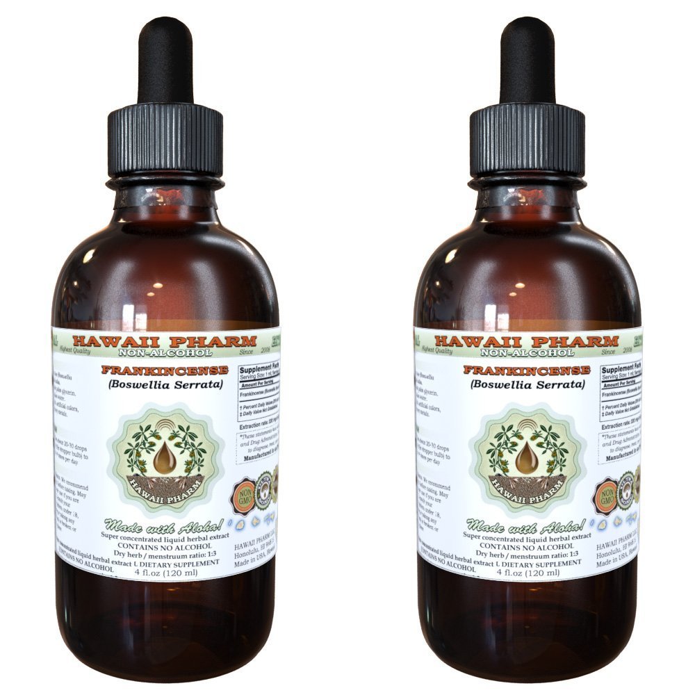 Extrait liquide sans alcool Frankencens (Boswellia Serrata) Résine séchée Glycérite Hawaii Pharm supplément naturel à base de plantes 2x4 oz