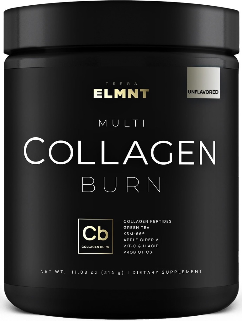 ELMNT Super Collageen Powder for Women Weight Loss + Beauty w. Probiotics, Hyaluronic Acid, ACV, KSM-66, Biotin - Premium Multi Collageen Peptides Protein Supplement Colageno for Women (Unflavored)