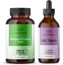 HERBAMAMA Mimosa Pudica et kit de chardon de lait - lot de 1000 mg Mimosa Pudica Capsules et la teinture de chardon de lait 4 fl oz - végétalien, non-OGM, sans sucre et sans alcool - 2 packs