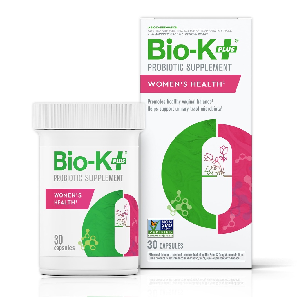 Bio K+ vrouwen gezondheid Probiotische supplement voor vrouwen ondersteunt vaginale en urinetrek gezondheid met 2 miljard CFU 2 strains, vaginale probiotica voor vrouwen 30 capsules