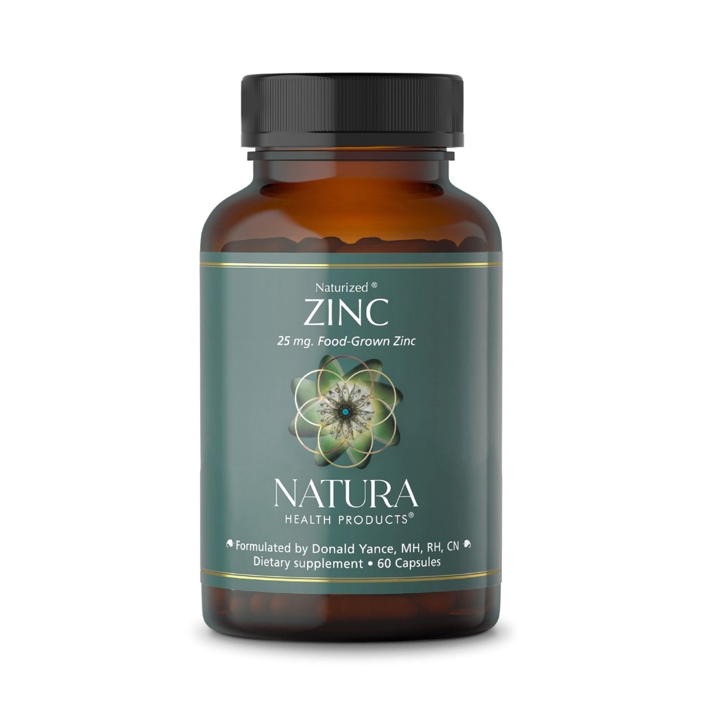 Natura Health Products 25 mg Zinksupplement - Ondersteunt Cellular Health en een gezonde immuunrespons - Hoog Biobeschikbaarheid Food-Grown Zink (60 capsules)