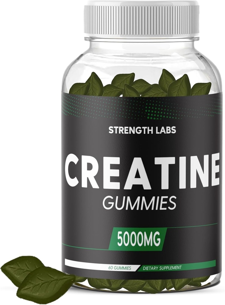 Suikervrije Creatine 5g voor mannen en vrouwen - Kauwbare Creatine Monohydraat Gummies Build Size with L-Theanine & Vitamine B12 5000mg Bodybuilding Builder Strength Muscle - Pre-Workout Growth