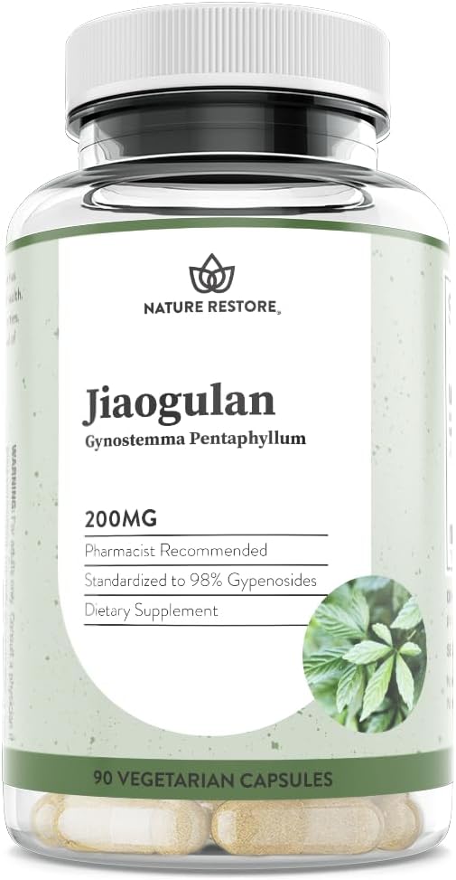 Jiaogulan Extract Supplement, Ons Gynostemma Pentaphyllum is gestandaardiseerd tot 98 Procent Gypenosiden, Natuurlijke AMPK Activator, Niet GGO, Glutenvrij, 90 Gynostemma Capsules, Veganistisch