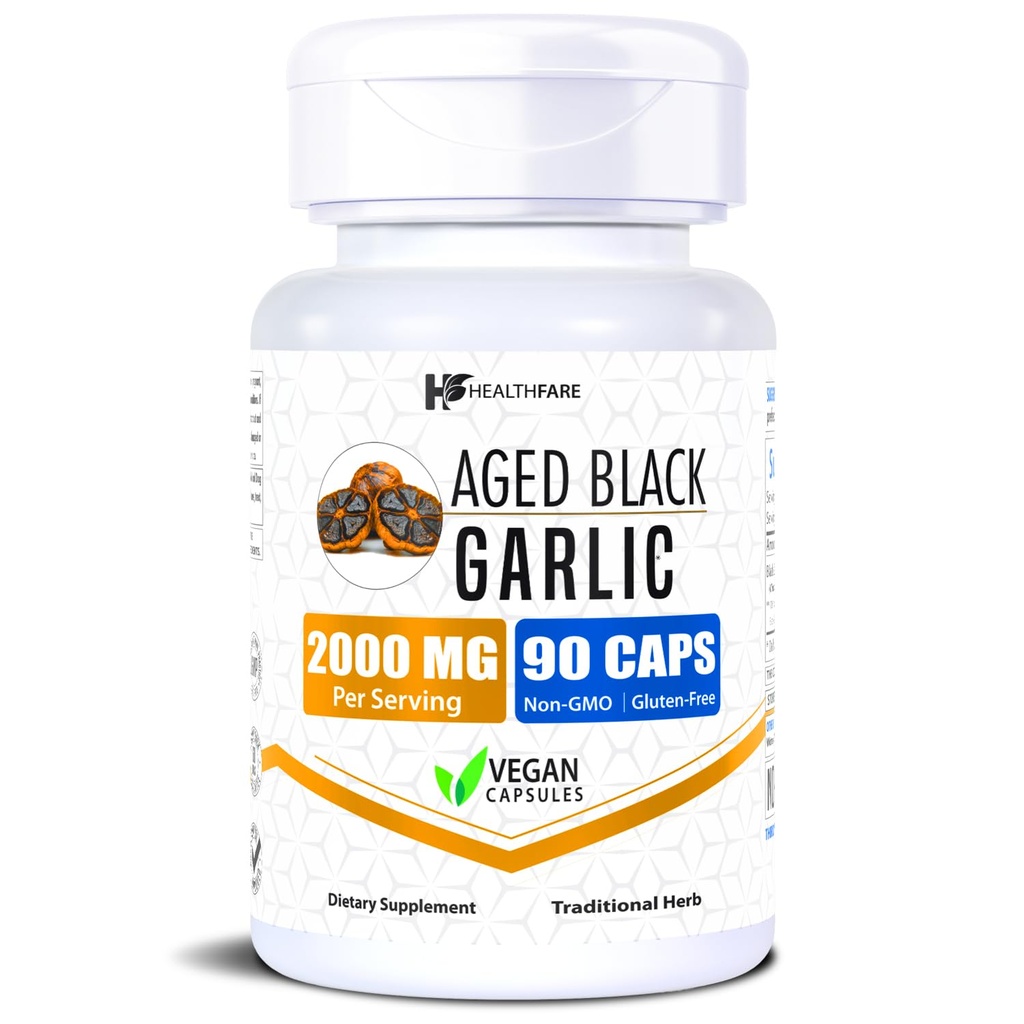 Healthfare Aged Black Garlic Supplement Pillen 2000mg Equivalente 
