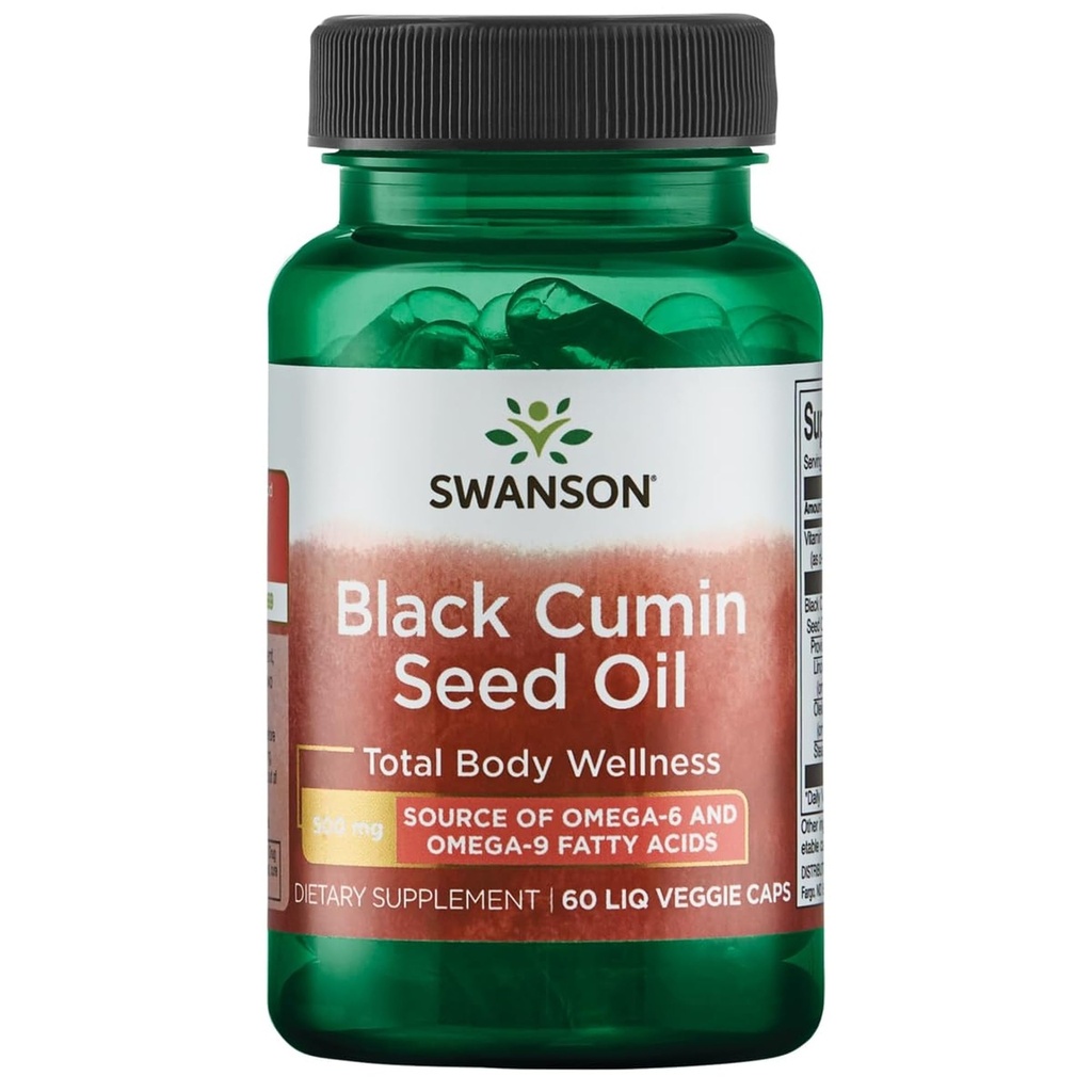 Swanson Black Cumin Seed Oil 500 Milligrammen 60 Liq Vegcap
