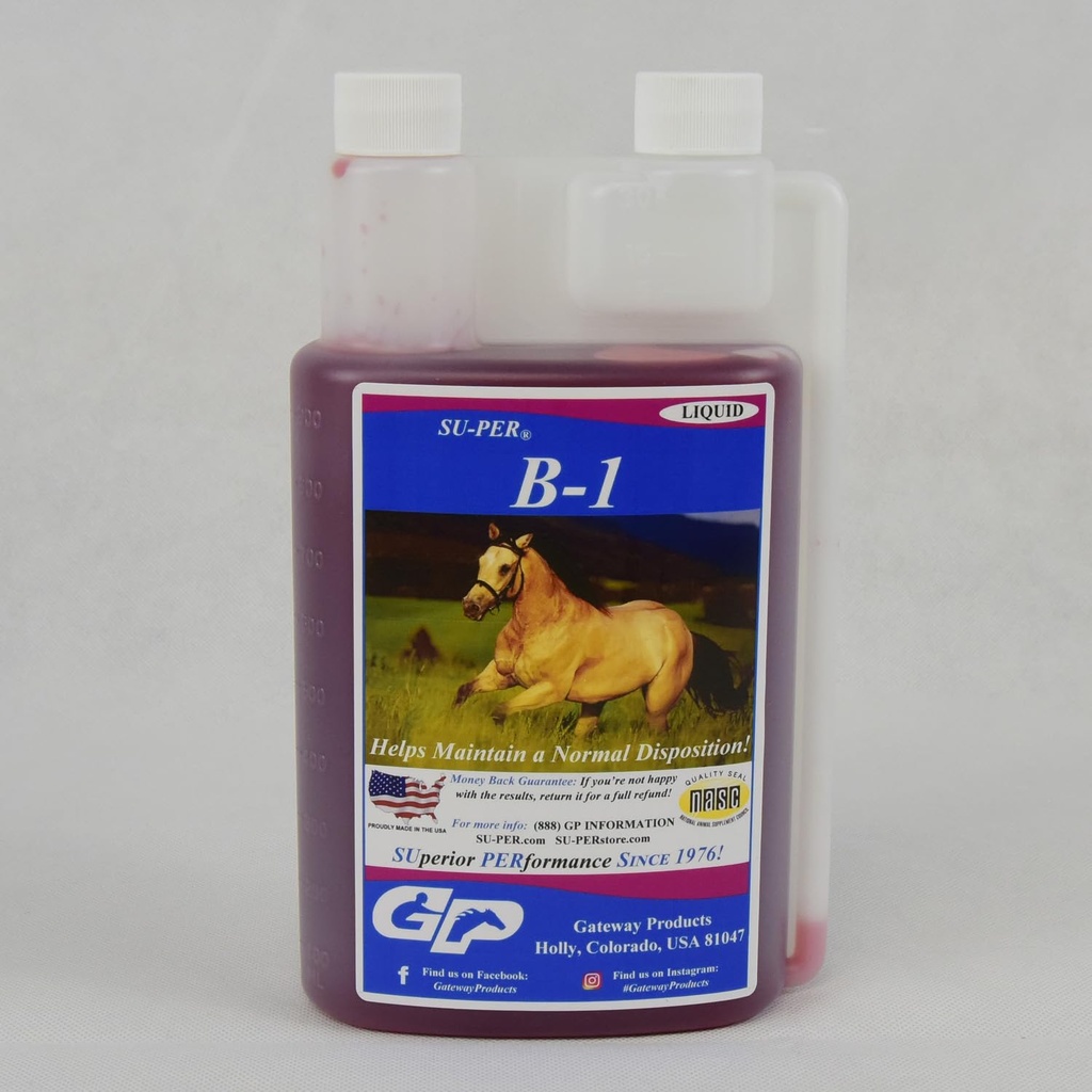 SU-PER B-1 Horse Calming Supplement - Equine Vitamine B-1 Ondersteuning Horse Calmer Liquid - Appetite Booster Supplement voor paarden - 1 Quart, (2 Pack)