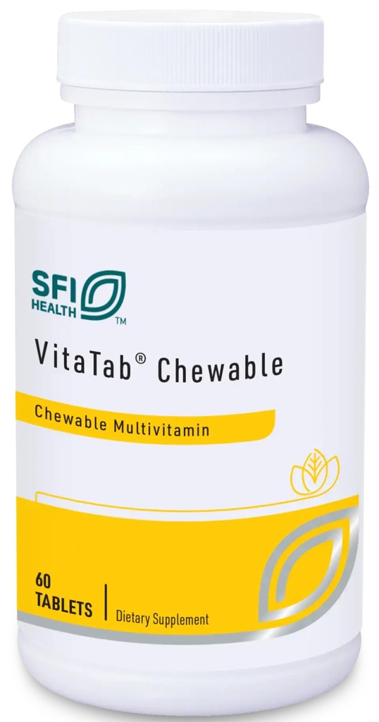 Klaire Labs SFI Health VitaTab - Multivitamine met 24 vitale voedingsstoffen voor kinderen & volwassenen, natuurlijke kers-oranje smaak, Geen kunstmatige kleuren, smaken, of conserveringsmiddelen (60 tabletten)