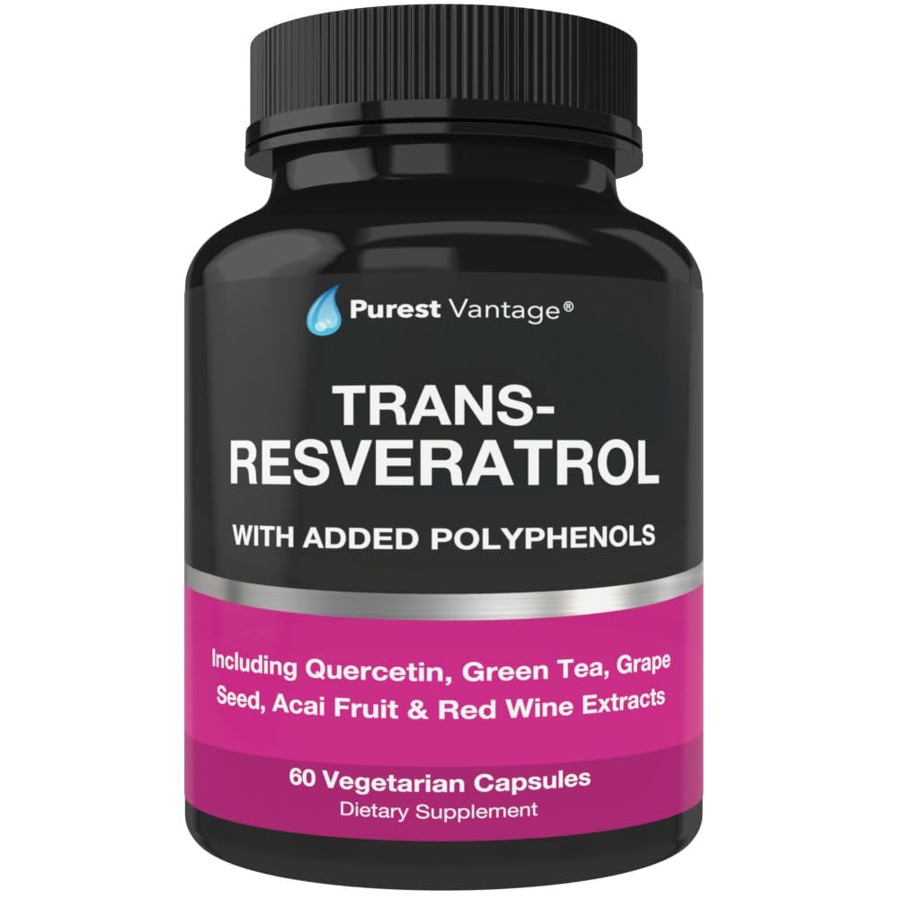 Resveratrol Supplement - Krachtige 1400mg Formule met Trans Resveratrol, Quercetin, Grape Seed, Green Tea, Acai en Red Wine Extract - 60 Veggie Capsules