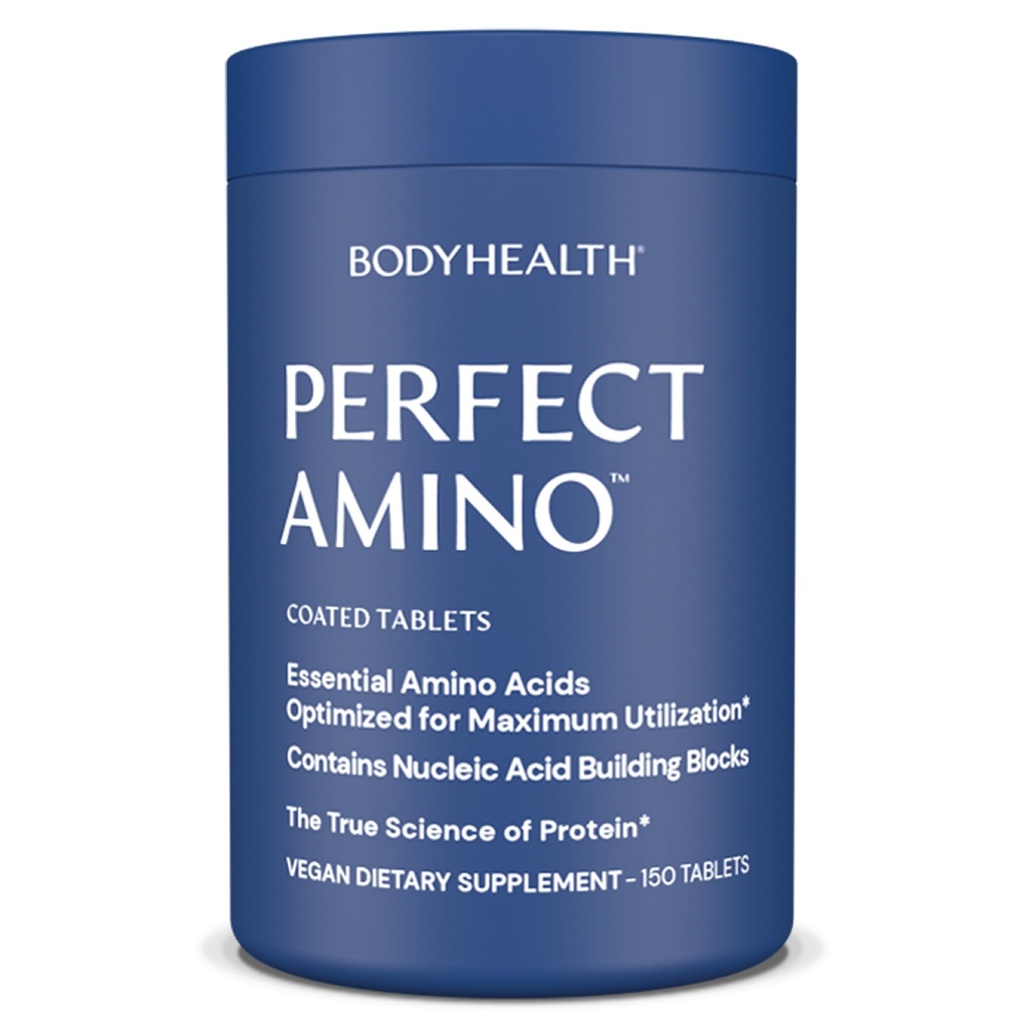 BodyHealth PerfectAmino (150 ct) Makkelijk door te slikken tabletten, essentiële Aminozuren Supplement met BCAA's, Vegan Protein voor Pre/Post Workout & Muscle Recovery met Lysine, Tryptofaan, Leucine, Methionine