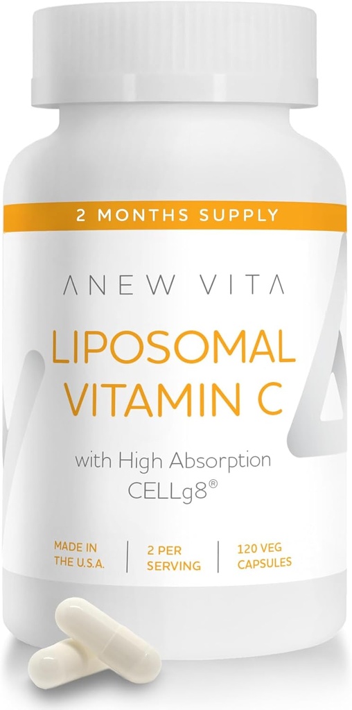 Liposomale vitamine C-supplement - Verbeterde immuniteitsondersteuning, antioxidant rijk, optimale absorptie en biologische beschikbaarheid, ascorbinezuurkracht, niet-GMO, glutenvrij, plantaardige basis - 120 veggiecaps