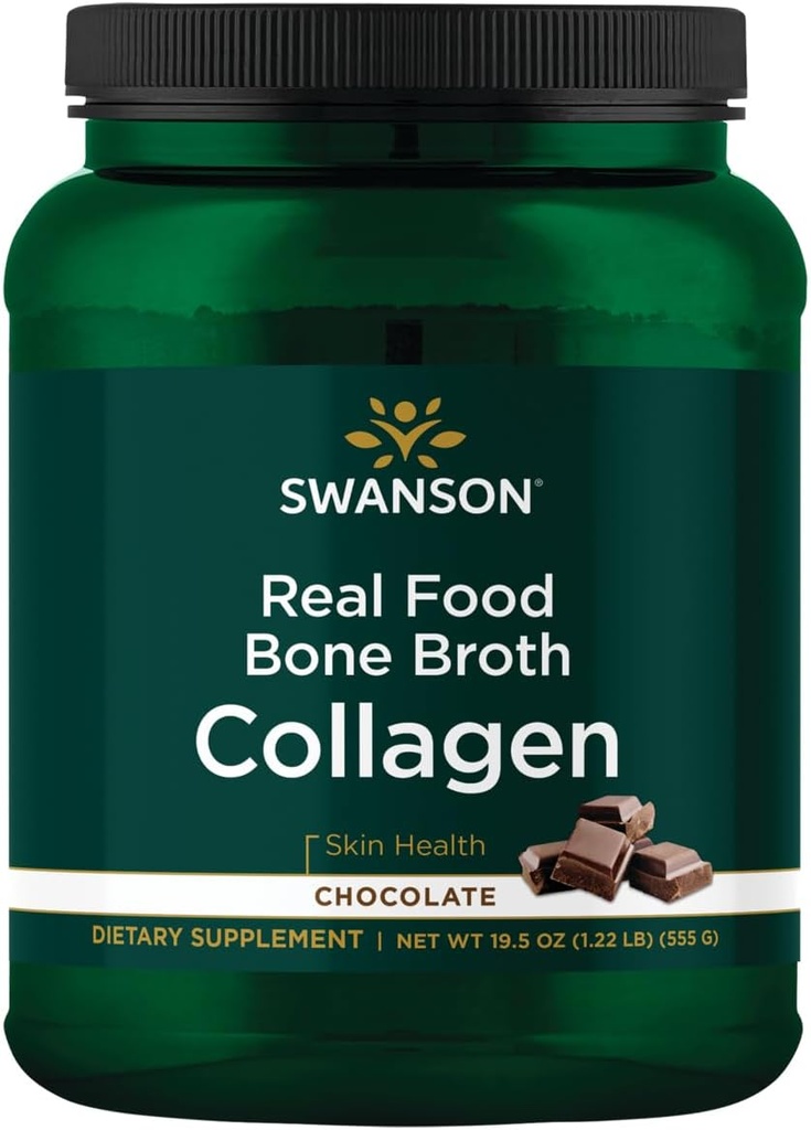 Swanson Real Food Bone Broth Collageen - Chocolade 19.5 oz Pwdr