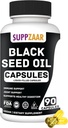 Vegan Black Seed Oil 1000mg. Cold-Pressed Black Cumin Seed Oil for Immune, Structure, Skin & Digestie Non-GMO, Gluten & Gelatine Free - 45 Servings, 90 Liquid Filled Capsules