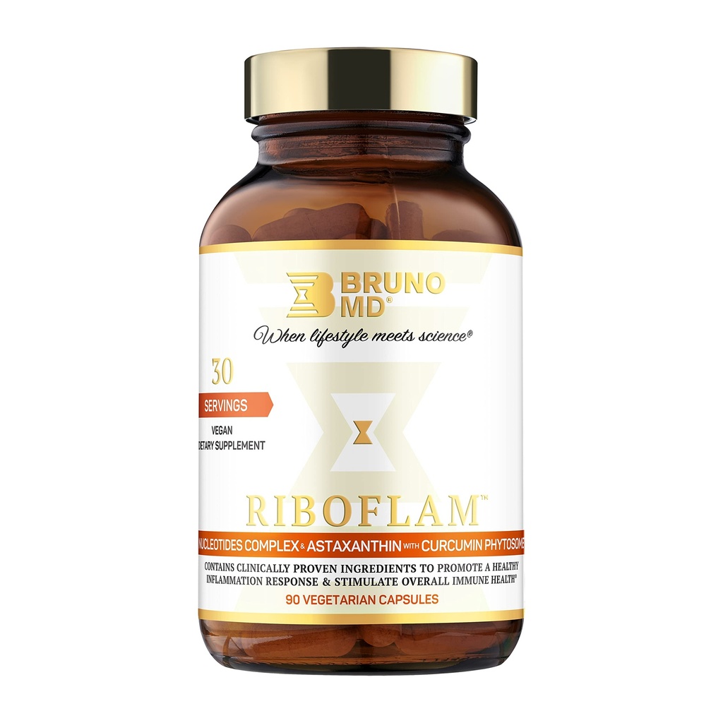 Riboflam, klinisch bewezen Immuun systeem Booster Ingrediënten, gezonde ontstoken respons, Curcumine Phytosome, Nucleotiden, 100% veganistisch
