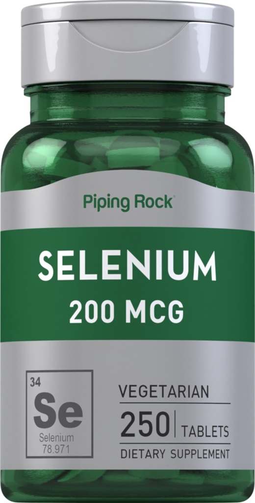 Piping Rock Sélénium 200mcg , 250 comprimés , Végétarien, non-OGM, et sans gluten Suppléant