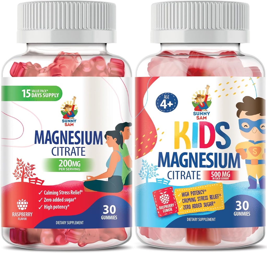 Magnesium Gummies voor kinderen 500mg en Magnesium Gummies voor volwassenen - 100mg. Kalm Magnesium Kauwen - Magnesium Citrate Kauwbare Supplement voor Mood & Muscle Support