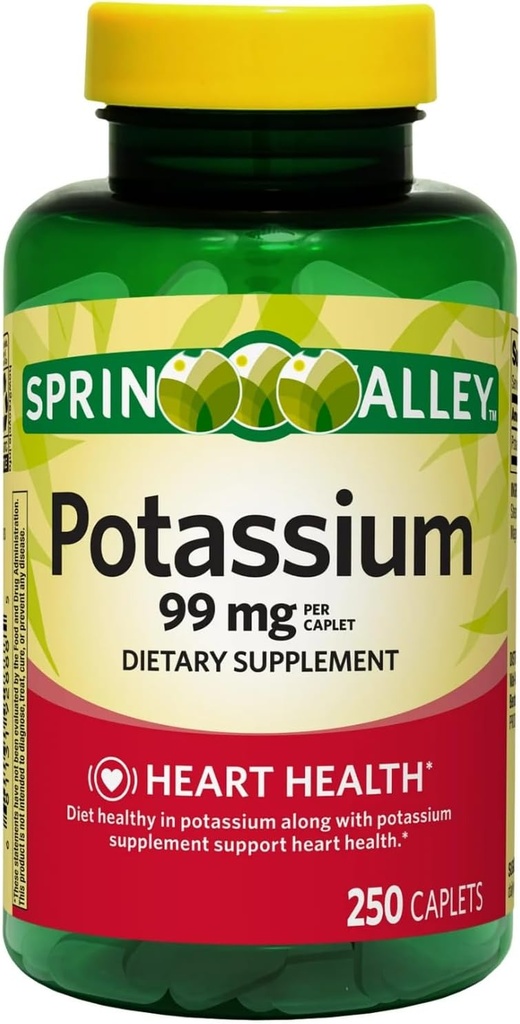 Kalium-Heart Health Supplement Caplets, 99 mg, 250 Telling (verpakking van 1)