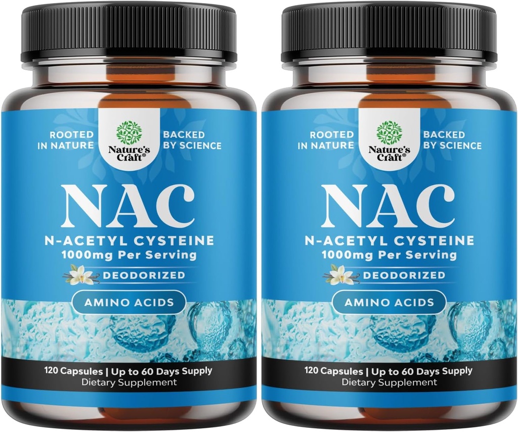 NAC Supplement N-Acetyl Cysteine 1000mg - Vegan Hoge Absorptie Non-Smelly NAC 1000mg Capsules Glutathion Precursor voor Lever Reiniging Detox & Repair Plus Lung Health en Immunity Ondersteuning (4 maanden)