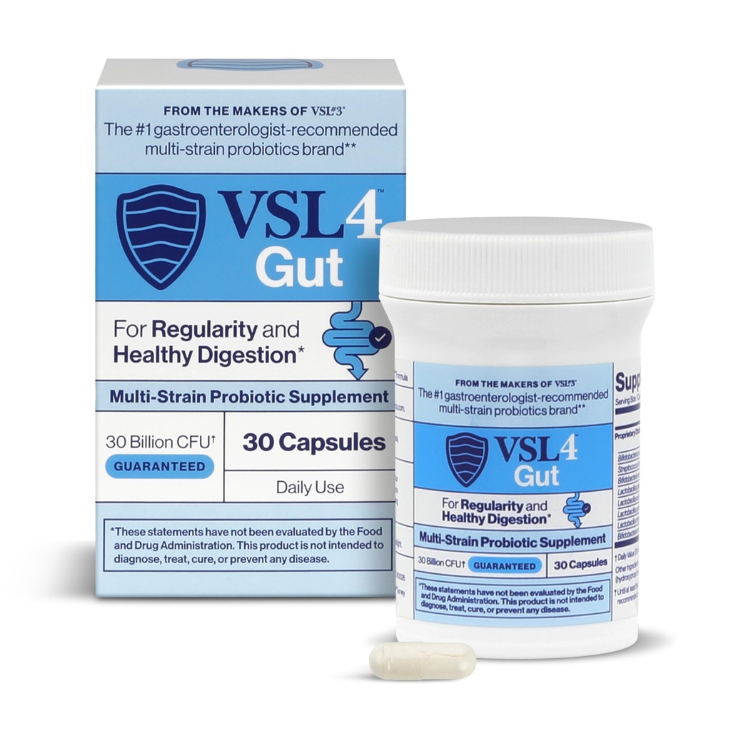 VSL4® Gut Daily Probiotica voor Gut Health - 30B CFUs, multistrain Digestieve ondersteuning voor vrouwen en mannen, bevordert Gut Balance & Regularity, Potent, Shelf Stable Probiotic Supplement, 30 Capsules