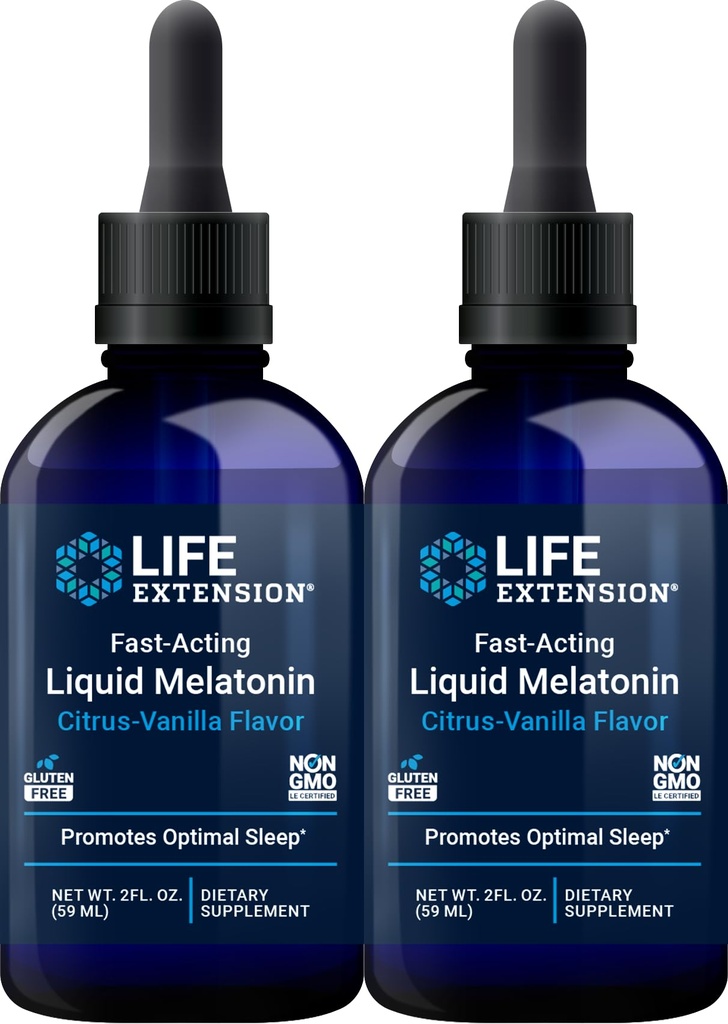Levensverlenging Snelwerkende vloeibare Melatonine (Citrus-Vanilla), 2 Fluid Ounces (verpakking van 2)