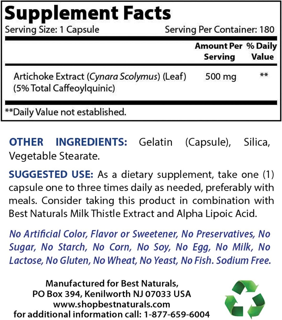 Meilleur extrait d'artichaut naturel 10000 mg et oxyde de magnésium 500 mg