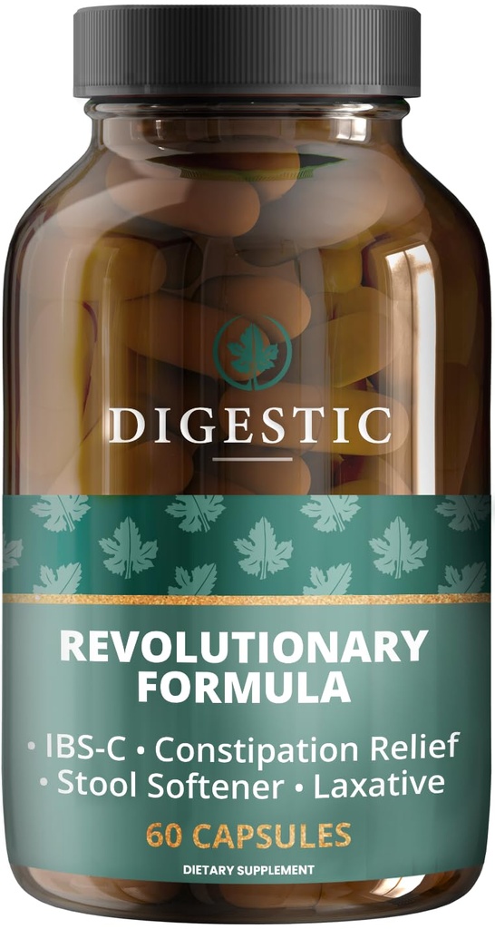 Digestic - Laxatieve voor Constipatie Relief, Stool Softener voor IBS Ernstige en Sterke Constipatie 100% Natuurlijke - 60 capsules - Colon Reiniging, Detox Reiniging, Gas en opgeblazen Maag Relief voor volwassenen