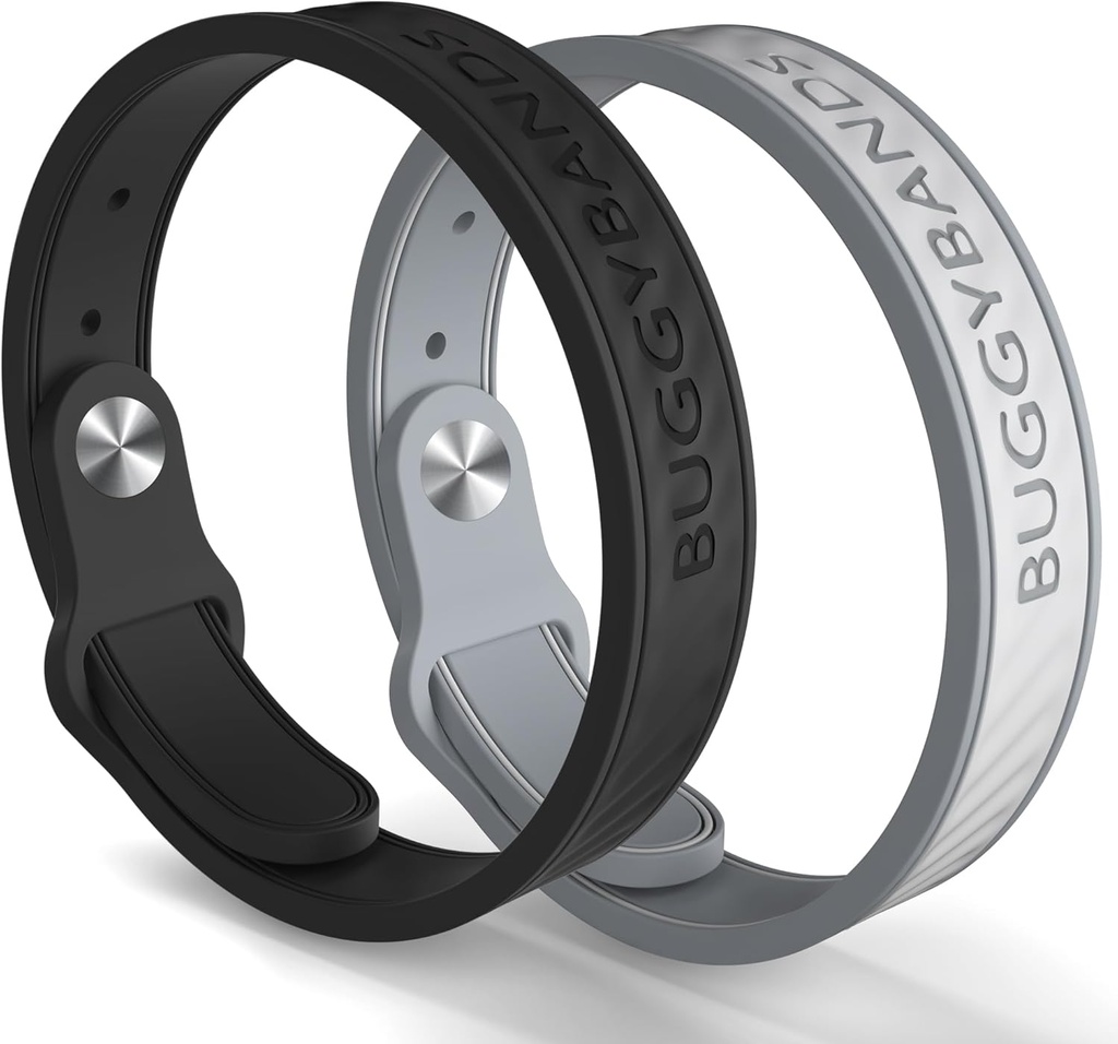 Muggen Afstotende Armbanden, 2 Pack Siliconen Mosquito Afstotende Bands met DEET Gratis, Natuurlijke en Waterdichte Bug Polsbandjes voor kinderen en volwassenen, Buiten Reizen Bescherming (Black&Grey)