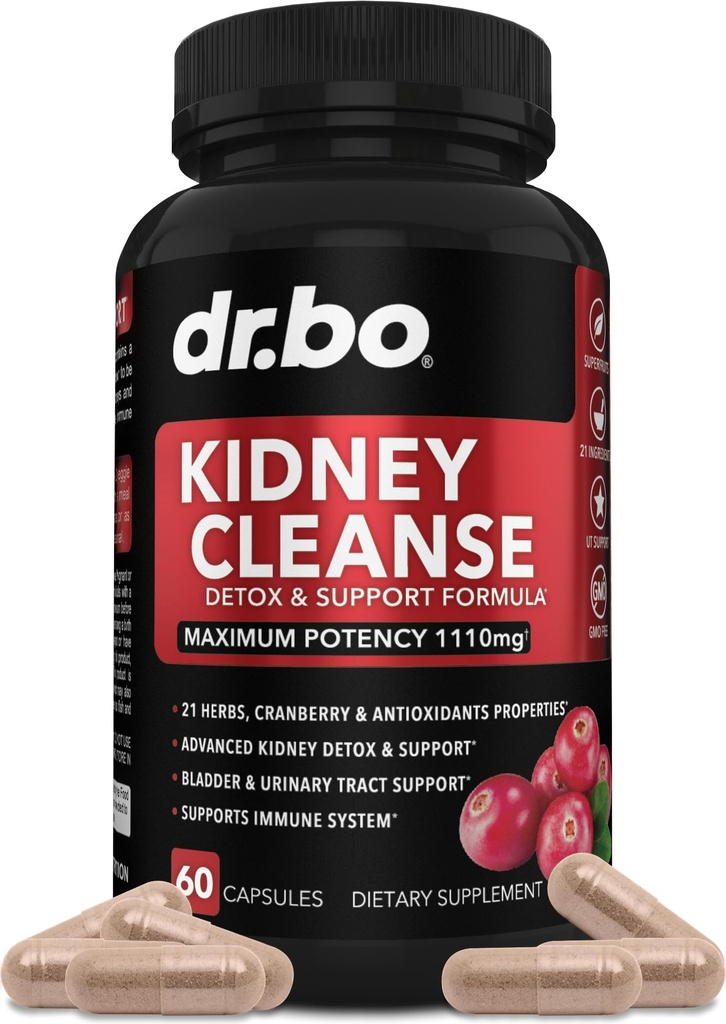 Nierreiniging Detox Ondersteuning Supplement - Natuurlijke Cranberry, Juniper Bessen, Buchu & Uva Ursi Extract ter ondersteuning van nieren, blaas en urine Tract Health Supplementen - Herbal Renal Blend Formula Pillen