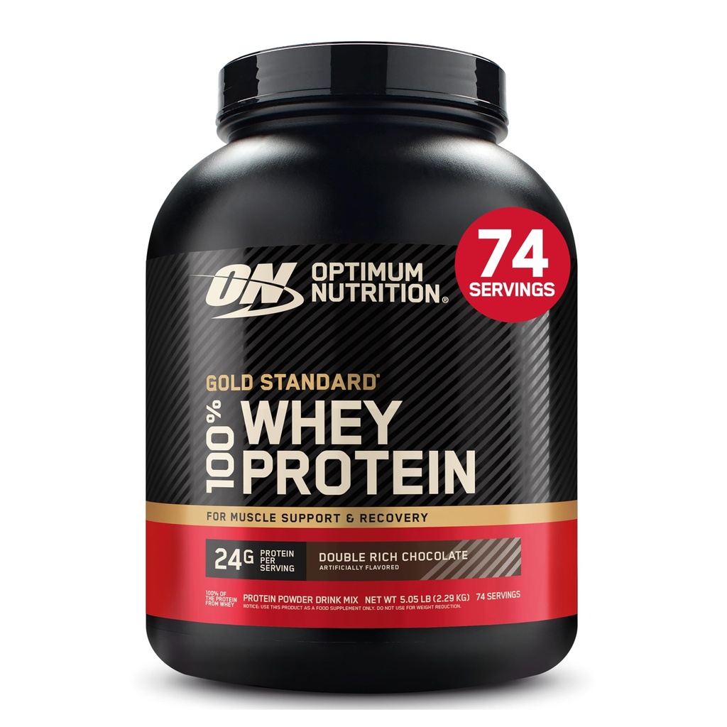 Optimale Voeding Gold Standaard 100% Wei Proteïne Poeder, Dubbel Rijke Chocolade, 5 Pond (Verpakking mei Vary)