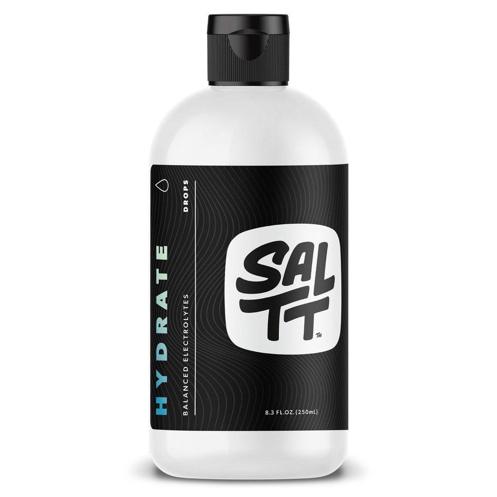 SALTT Hydrate Electrolyte Drops - Keto Diets - Intermitterende Vasting - Immune Support - Gluten & Sugar Free - Paleo - Natrium, Magnesium, Kalium & Trace Minerals - Unflavored - 8,3 fl oz
