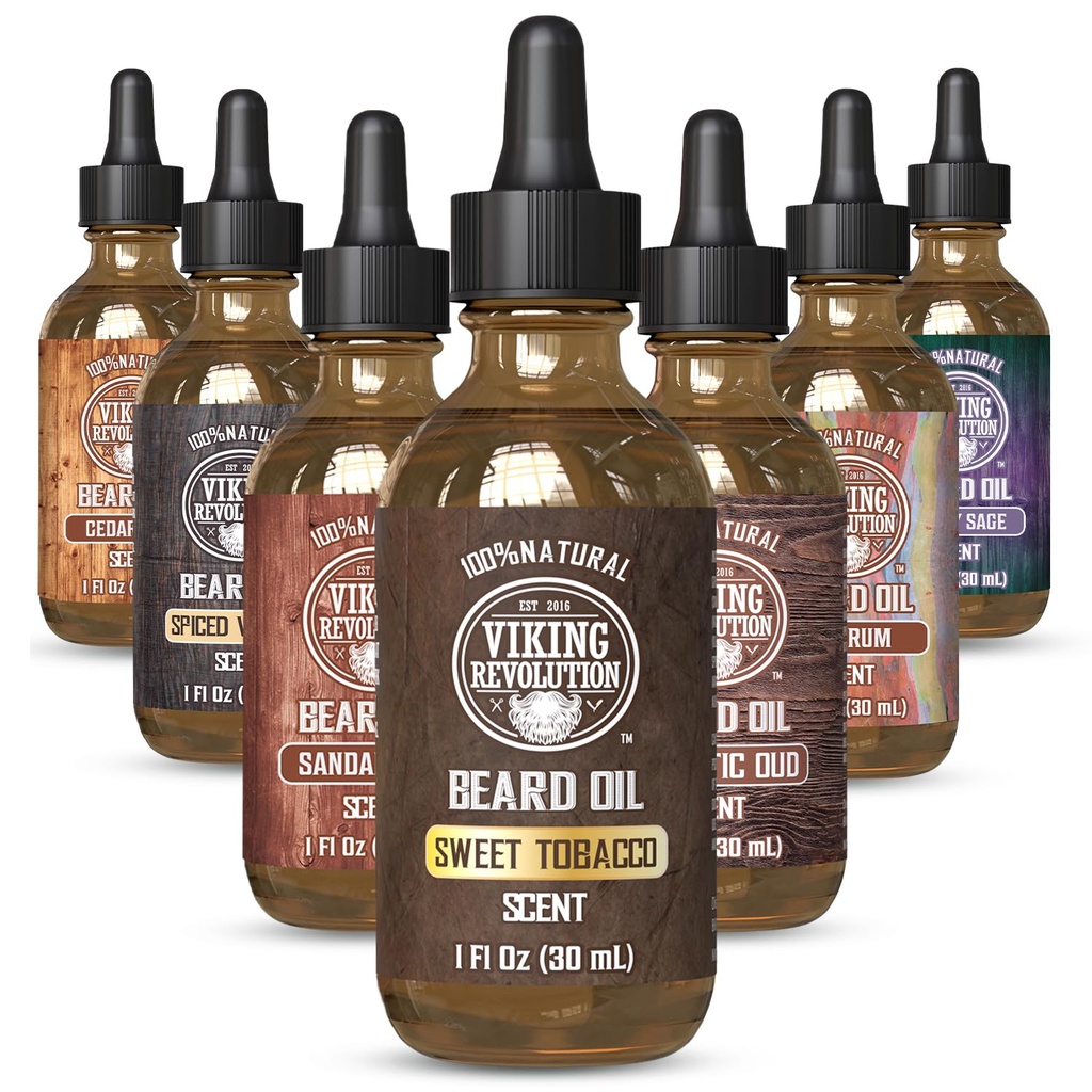 Viking Revolutie Sweet Tobacco Baard Olie voor mannen - Natuurlijke Heren Baard Olie met Argan Olie en Jojoba Olie - Baard Softener, Versterkt en Moisturizes - Baard Conditioner voor mannen (Sweet Tobacco,1Pack)