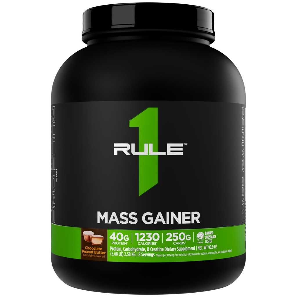 Regel 1 Mass Gainer - High-Calorie Weight Gain Formula met 1.220+ Calorieën, 250g+ Complex Carb Blend, 40g All-Whey Protein Per Serving (8 Servings, Chocolate Peanut Butter)