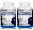 NeuroShield, Supplément Cerveau Un Supplément Cerveau Nootrope et Mémoire, Contient Huperzine A, Ginko Biloba, Bacopa Plus Antioxydants pour la Santé du Cerveau, Multi-Ingrédients, 2 Bouteilles, 180 Capsules