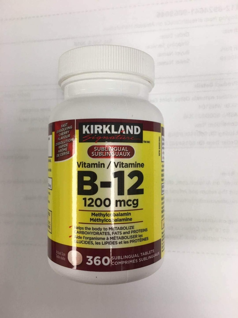 Kirkland Handtekening Vitamine B12, 1200 mcg, 360 tabletten