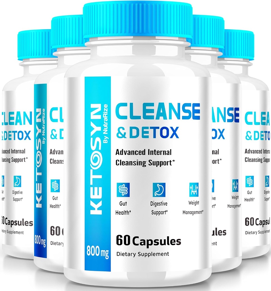 (5 Pack) Ketosyn Cleanse & Detox Capsules, Ketosyn Pills pour la perte de poids avancée, maximum de force Kéto Blend Supplément de soutien, Keto Syn nettoyage interne Pastilles Avis (300 Capsules)