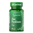 Puritan's Pride Zinc Picolinate Zinc 25mg avec du calcium et du phosphore, supplément alimentaire végétarien pour système immunitaire, métabolisme énergétique, division cellulaire et soutien de la croissance, 100 caplets
