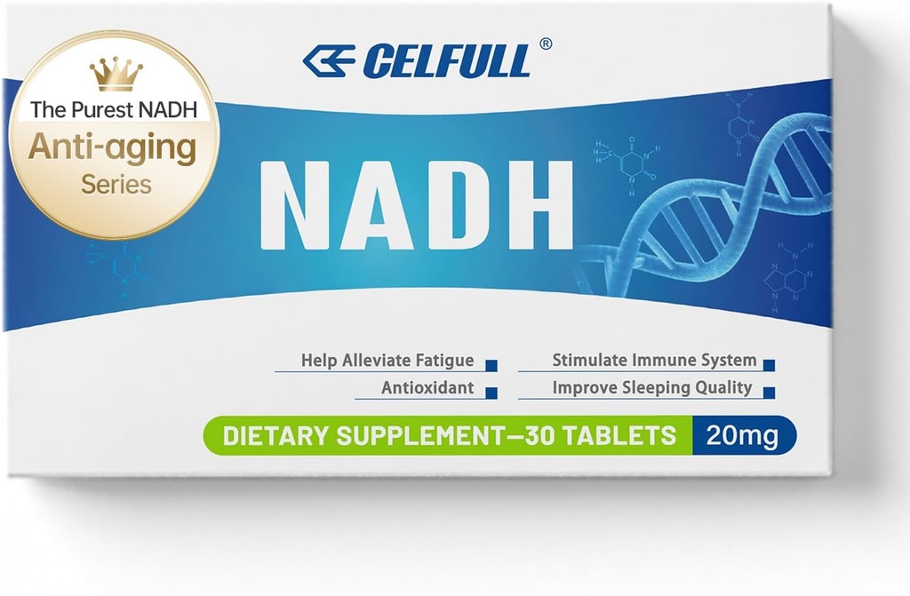 CELFULL NADH Supplement 40mg Enchance NAD+ Supplement voor Immune Support Anti-Aging Cell Regeneratie Energie & chronische vermoeidheid Supplementen