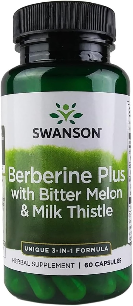 Swanson Berberine Plus met Bitter Melon & Milk Thistle - 3-in-1 Formula 60 Caps