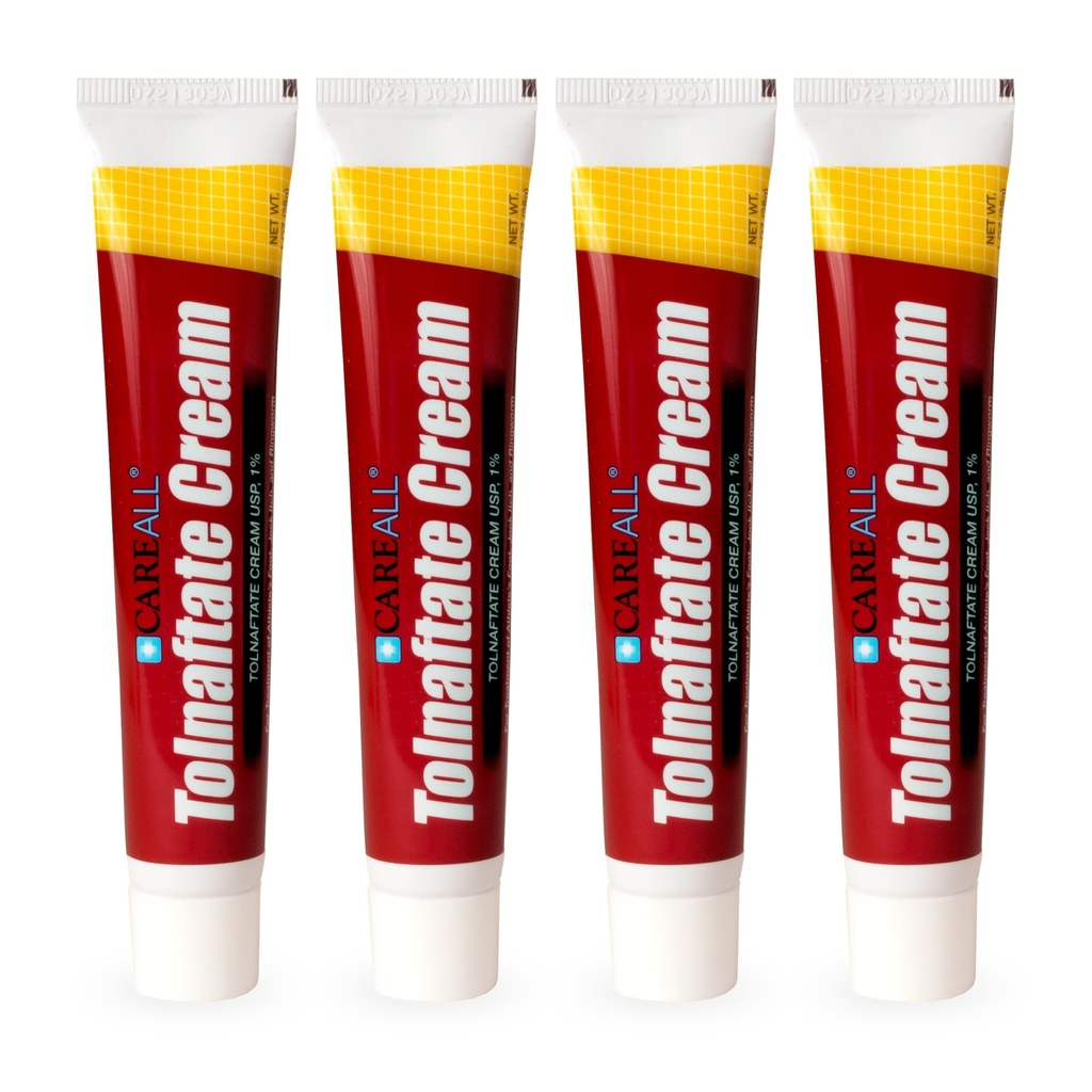 CareAll Tolnaftate Cream USP 1%, 1,0 oz. Tube (4 Pack), traitement antifongique efficace et démangeaison pour les athlètes Foot, Jock Démangeaison, Ringworm, Comparer à la marque principale